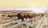 Charles Marion Russell The Bison Trail painting